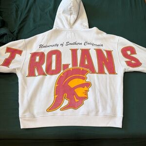 Hollister White Hoodie with Red and Gold USC Trojans Graphics